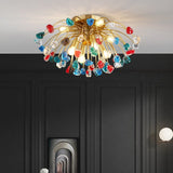 Colorful Crystal Led Round Ceiling Chandelier for living room, bedroom, hall