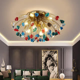 Colorful Crystal Led Round Ceiling Chandelier for living room, bedroom, hall