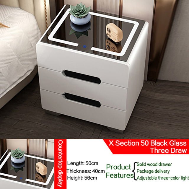 Point White/Black Smart Bedside Cabinet With Wireless Charger & Touch Sensor Light