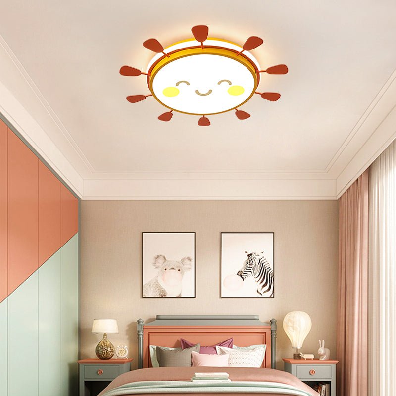 Creative Round LED Smile Sun Ceiling Lamp for Kids Room, Bedroom