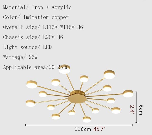 Cruciform LED Ceiling Chandelier for Living Room, Bedroom, Dining Room