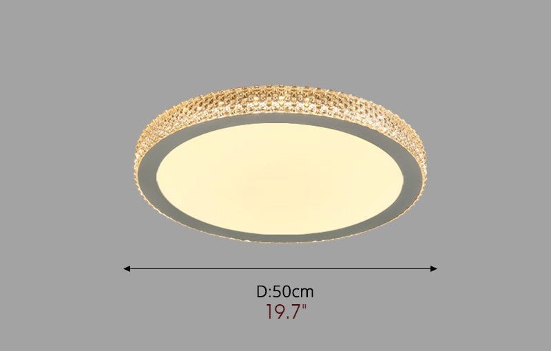 Round Crystal LED Ceiling Light For Bedroom, Living Room, Dining Room