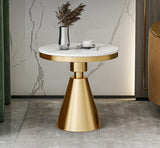 Gold/White/Black Round Small Modern Coffee Table For Living Room