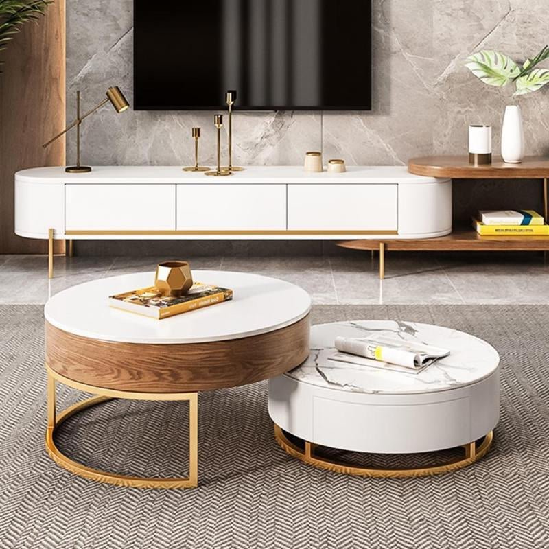 Modern Nesting Alva Lift Top Coffee Table with Sintered Stone Top