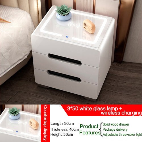 Point White/Black Smart Bedside Cabinet With Wireless Charger & Touch Sensor Light