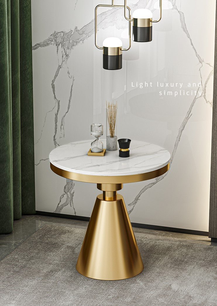 Gold/White/Black Round Small Modern Coffee Table For Living Room