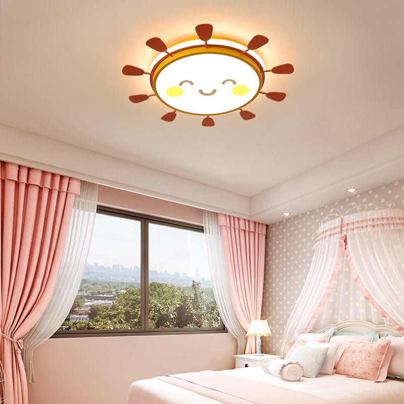 Creative Round LED Smile Sun Ceiling Lamp for Kids Room, Bedroom