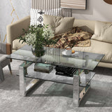 Transparent Tempered Glass Coffee Table for Living Room