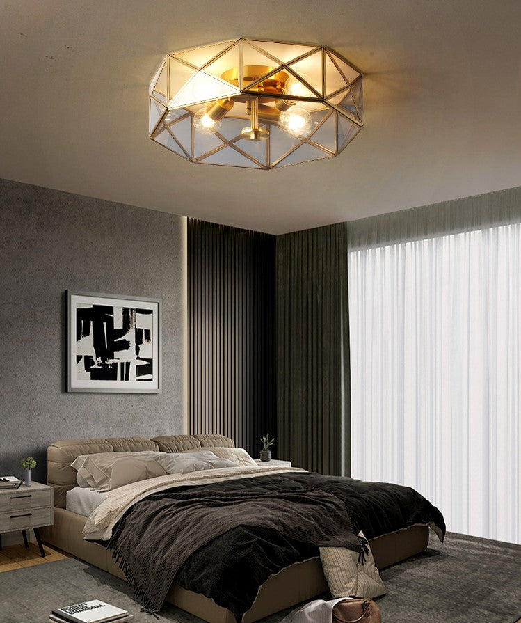 Modern LED Copper Ceiling Lamp for Bedroom, Dining Room, Room Lamp