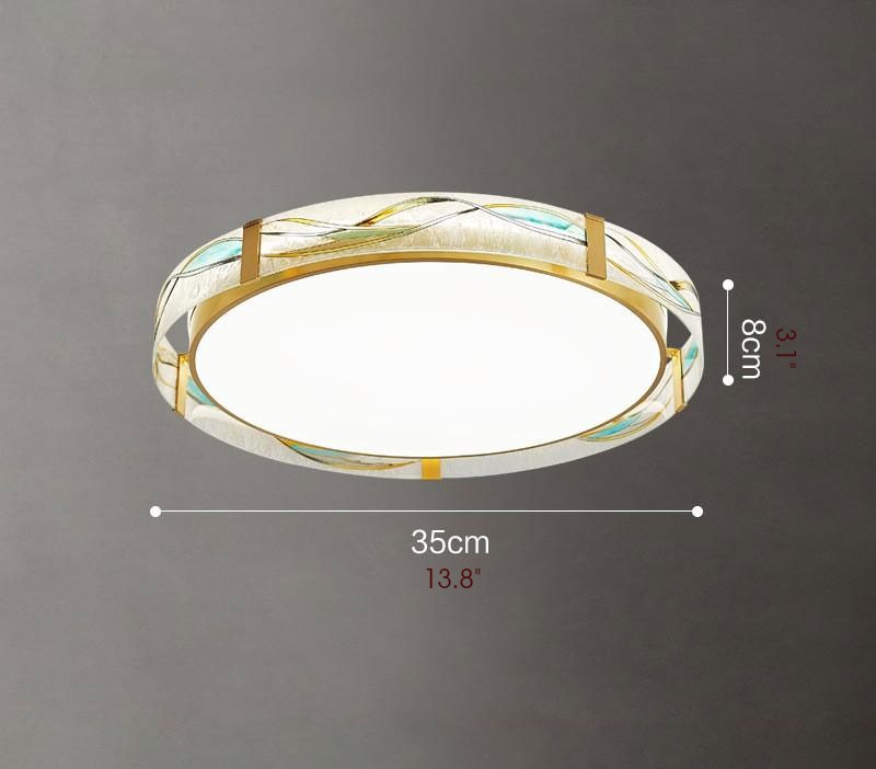 Round LED Сopper Ceiling Lamp for Living Room, Bedroom