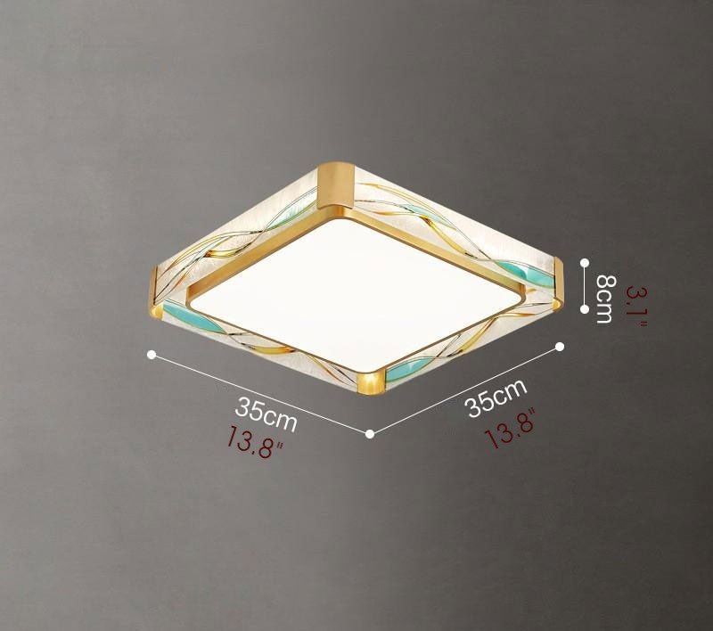 Square LED Сopper Ceiling Lamp for Living room, Bedroom