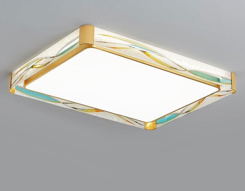 Rectangular LED Сopper Ceiling Lamp for Living room, Bedroom