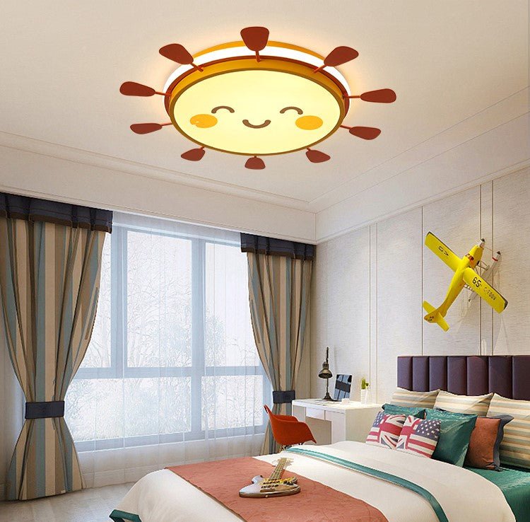 Creative Round LED Smile Sun Ceiling Lamp for Kids Room, Bedroom