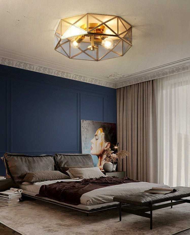 Modern LED Copper Ceiling Lamp for Bedroom, Dining Room, Room Lamp