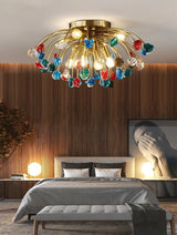 Colorful Crystal Led Round Ceiling Chandelier for living room, bedroom, hall