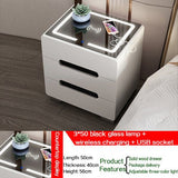 Point White/Black Smart Bedside Cabinet With Wireless Charger & Touch Sensor Light