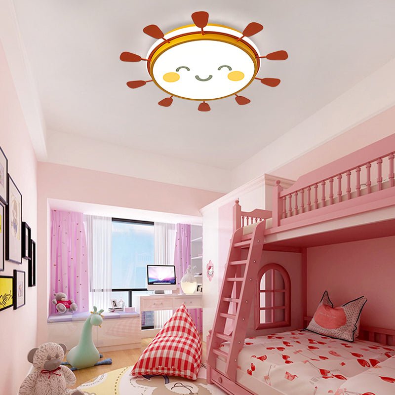 Creative Round LED Smile Sun Ceiling Lamp for Kids Room, Bedroom