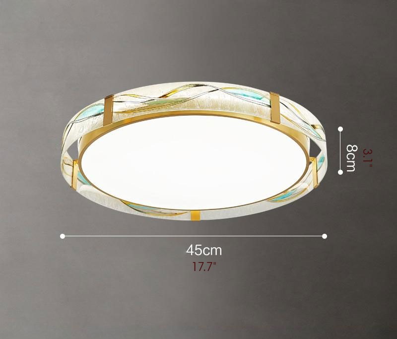 Round LED Сopper Ceiling Lamp for Living Room, Bedroom