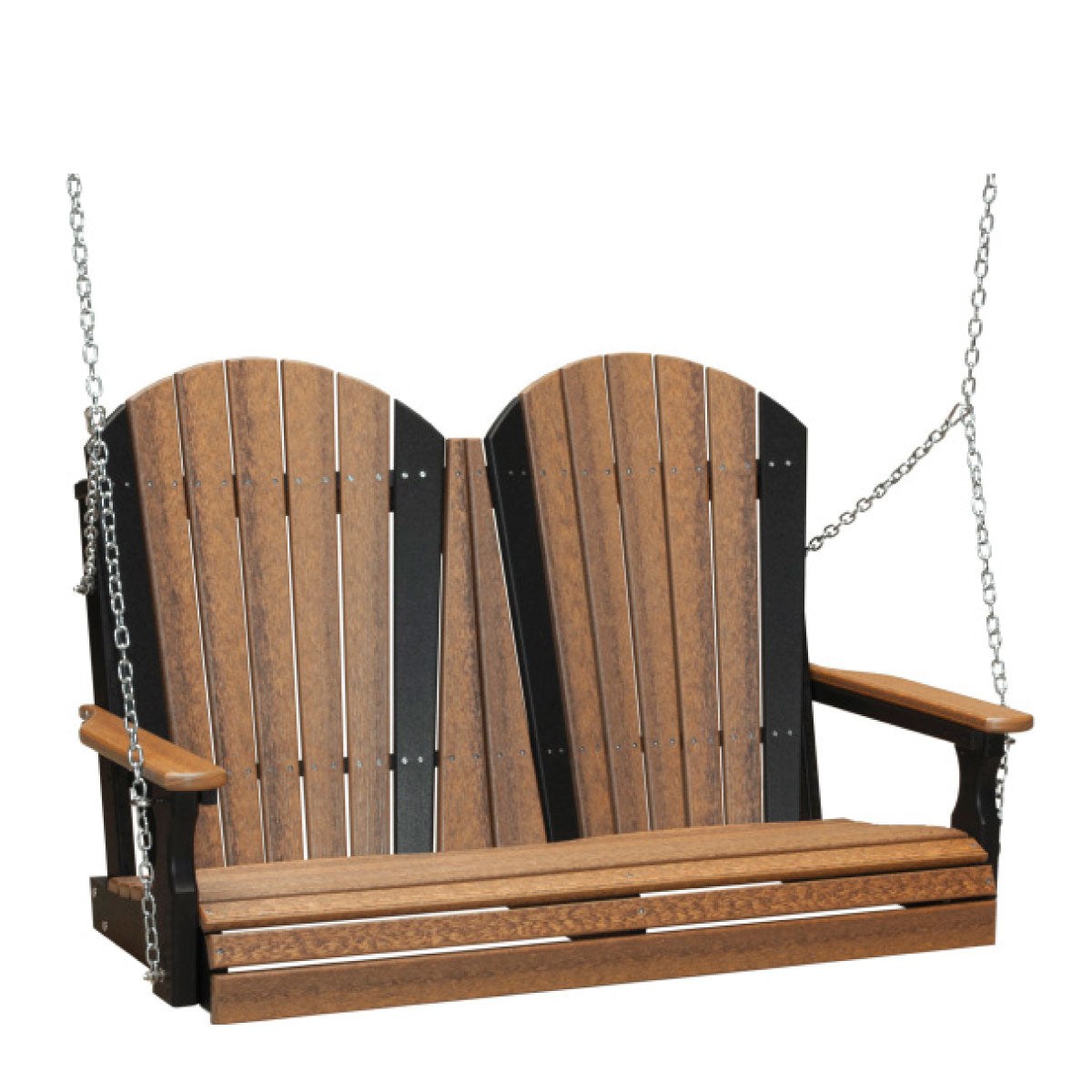 LuxCraft 4' Poly Adirondack Porch Swing With Flip Down Center Console