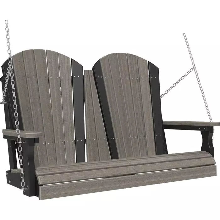 LuxCraft 4' Poly Adirondack Porch Swing With Flip Down Center Console