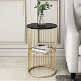 Modern Golden Coffee Table Made of Iron and Marble