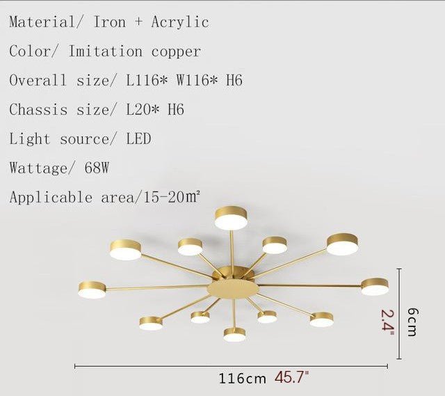 Cruciform LED Ceiling Chandelier for Living Room, Bedroom, Dining Room