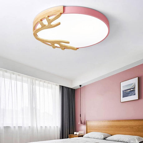 Modern LED Ceiling Lamp Surface with Wood for Kids Room, Living Room