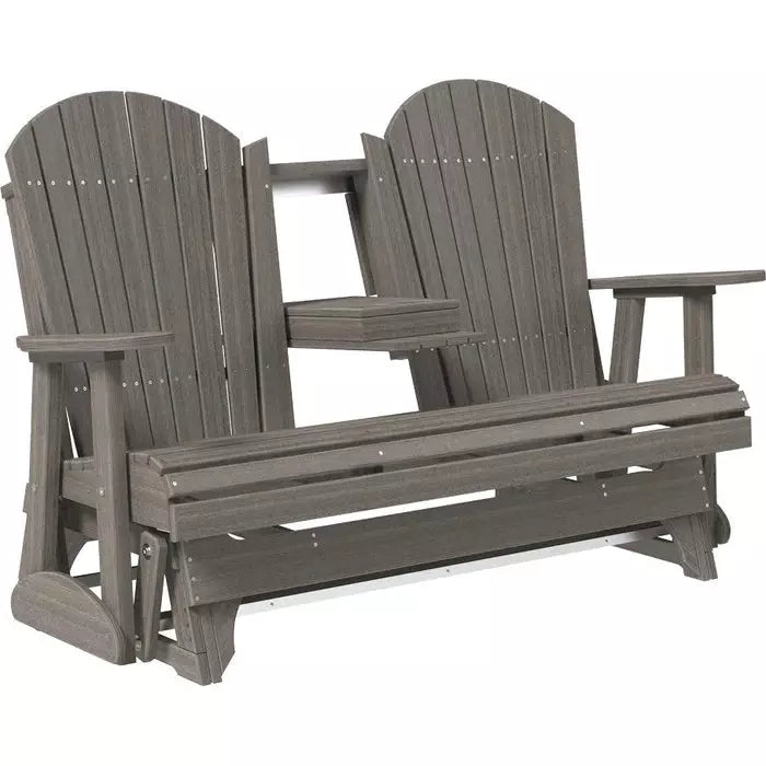 LuxCraft 5' Adirondack Poly Glider Chair With Fold Down Console