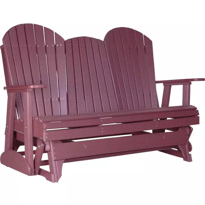 LuxCraft 5' Adirondack Poly Glider Chair With Fold Down Console