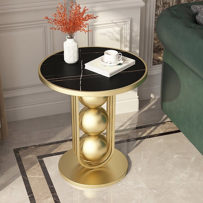 Gold/Black/White Round Coffee Table For Luxury Living Room