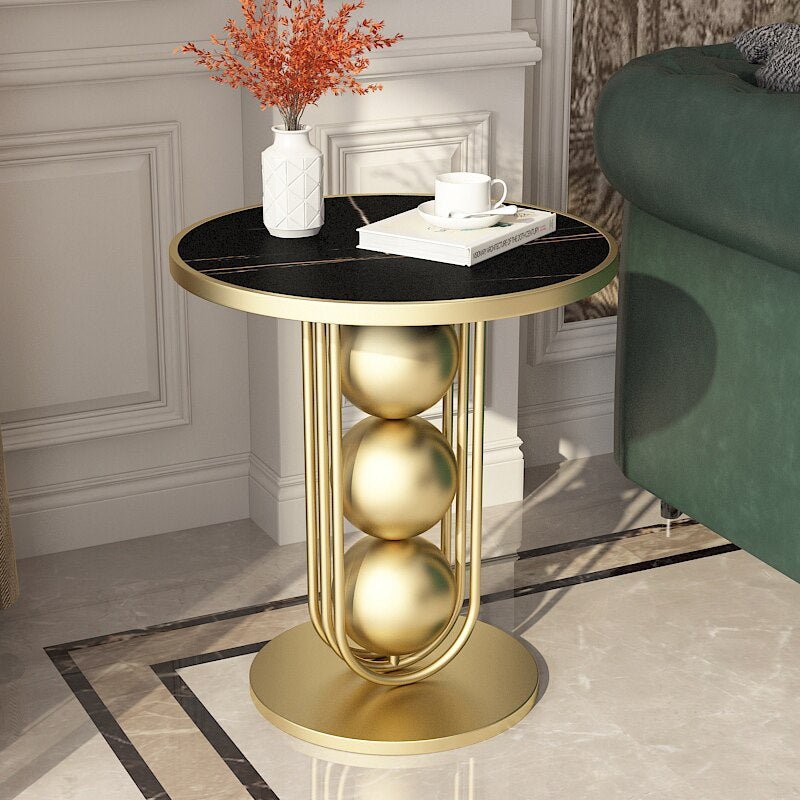 Gold/Black/White Round Coffee Table For Luxury Living Room