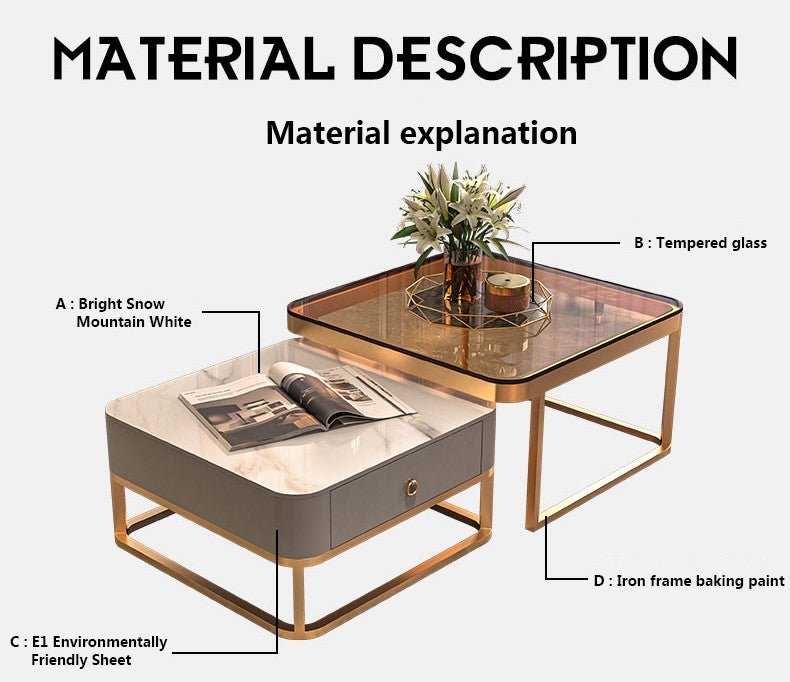 Gold/Black Nordic Coffee Table For Living Room