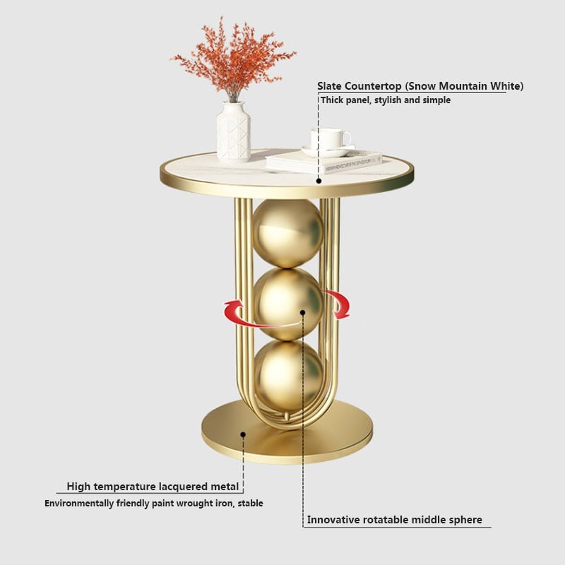 Gold/Black/White Round Coffee Table For Luxury Living Room