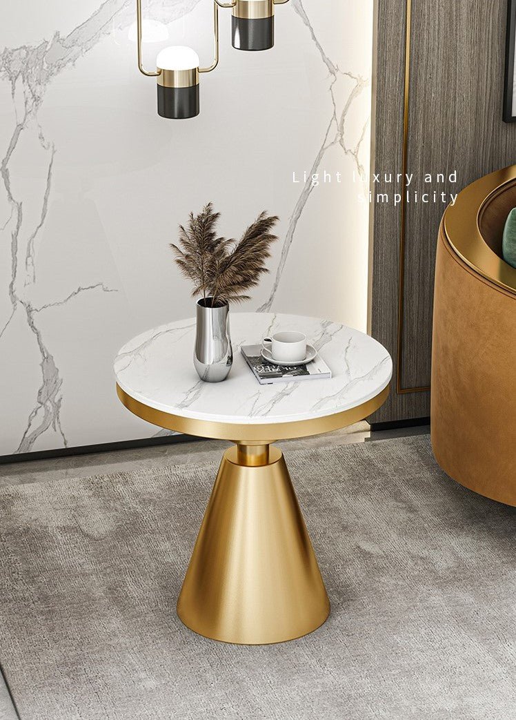 Gold/White/Black Round Small Modern Coffee Table For Living Room