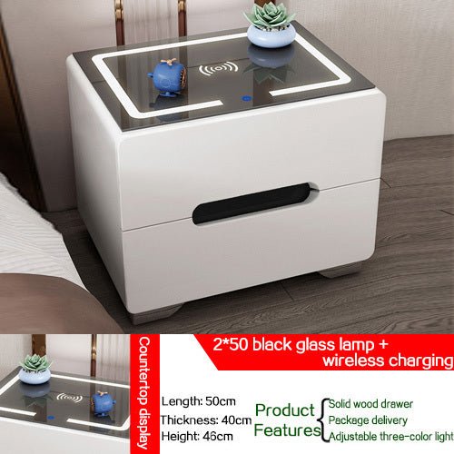 Point White/Black Smart Bedside Cabinet With Wireless Charger & Touch Sensor Light