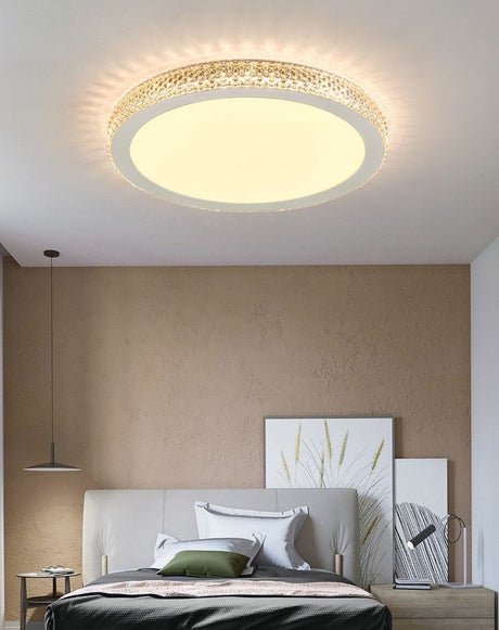 Round Crystal LED Ceiling Light For Bedroom, Living Room, Dining Room