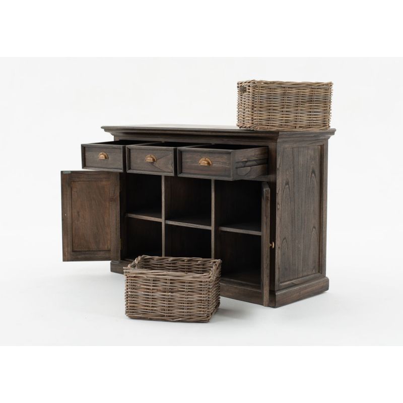 NovaSolo Halifax Mindi Buffet with 2 Baskets Black Wash B129BW