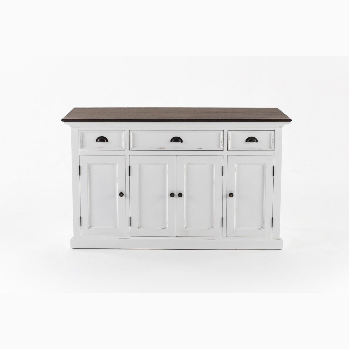 NovaSolo Halifax Accent Buffet with 4 Doors 3 Drawers In White Distress & Deep Brown B192TWD