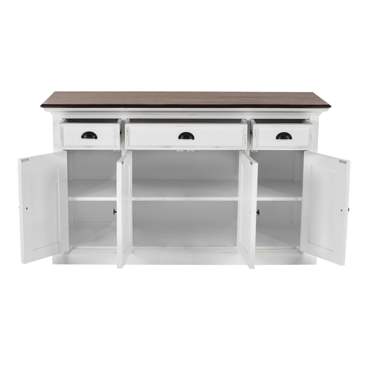 NovaSolo Halifax Accent Buffet with 4 Doors 3 Drawers In White Distress & Deep Brown B192TWD