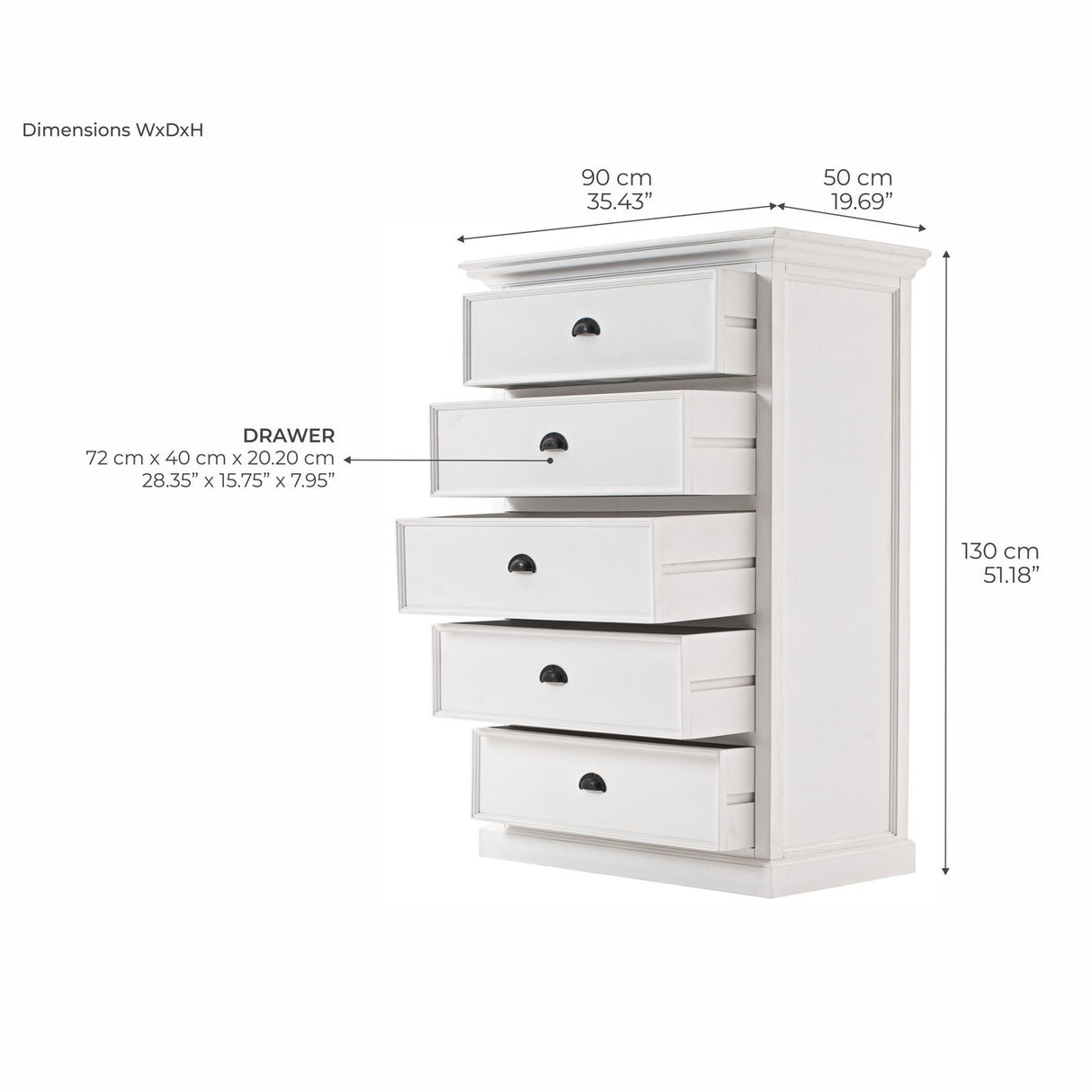 NovaSolo Halifax Chest of Drawers White CA616