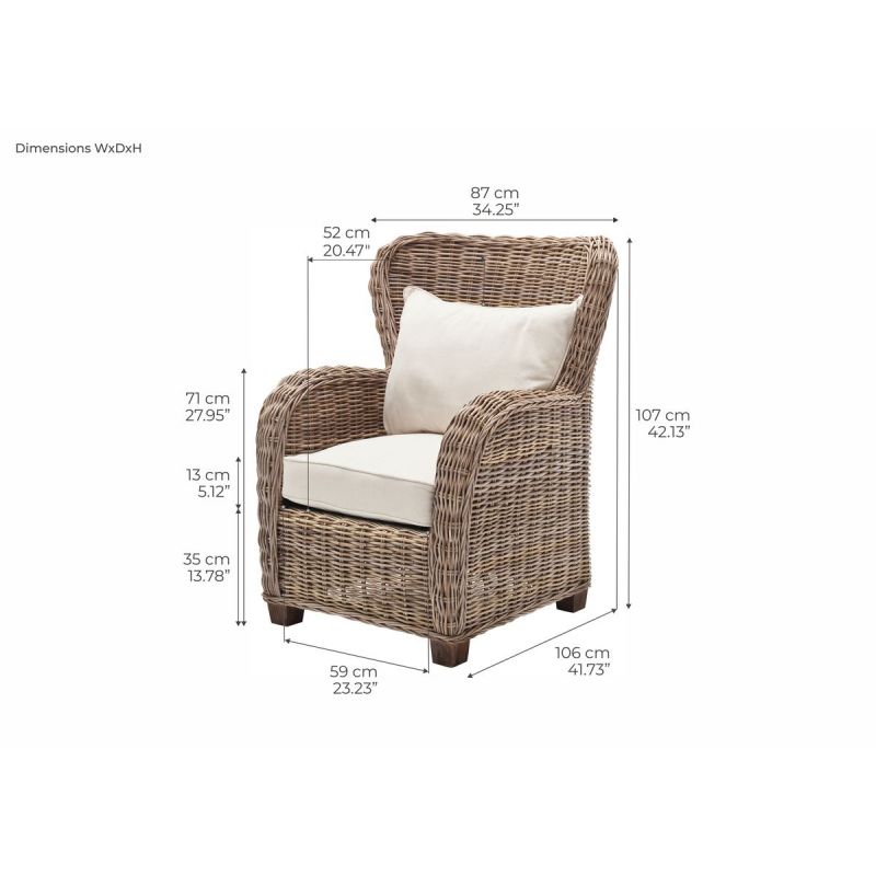 NovaSolo Wickerworks Queen Chair Natural Grey CR42