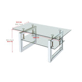 Transparent Tempered Glass Coffee Table for Living Room