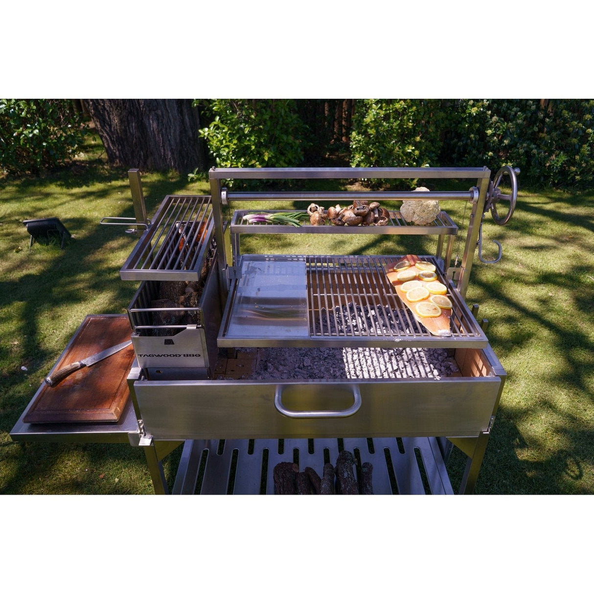 Tagwood BBQ XL Argentine Wood Fire & Charcoal Grill | BBQ23SS -OPEN FIRE COOKING