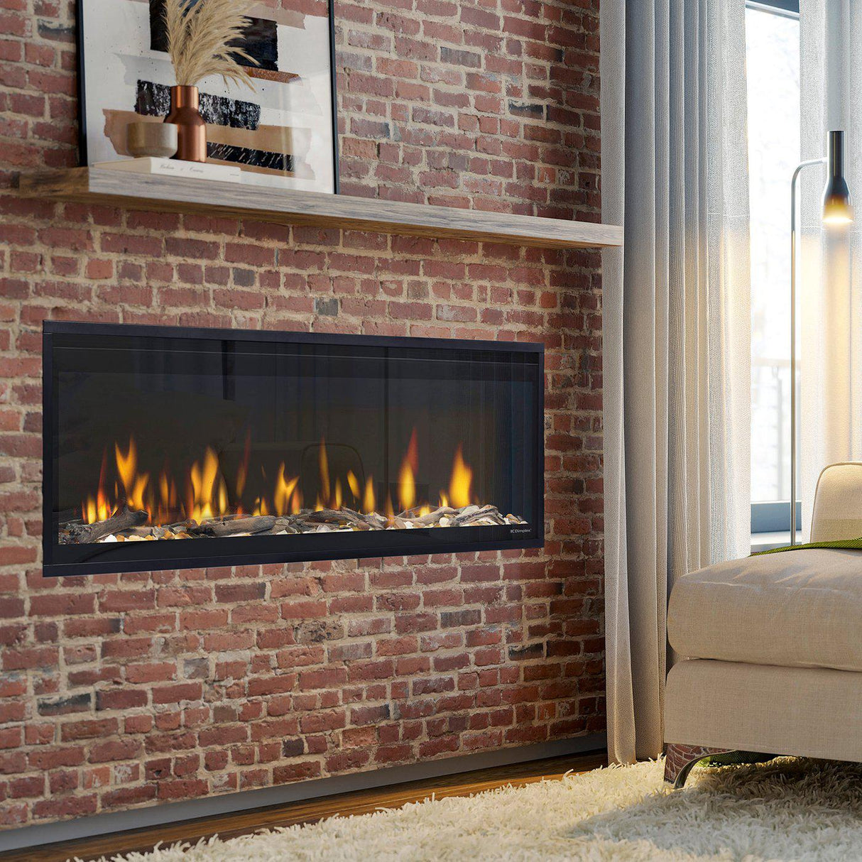 Dimplex Ignite Evolve 50" Built-in Linear Electric Fireplace With Tumbled Glass and Driftwood Media