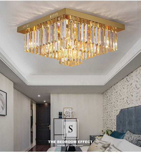 Borghetto Santo Spirito | Chic Gold Square Crystal Chandelier