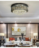 Black Modern Round Crystal Ceiling Chandelier