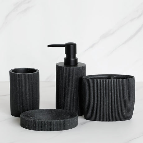 Cadiz Black Ribbed Luxury Bathroom Accessories