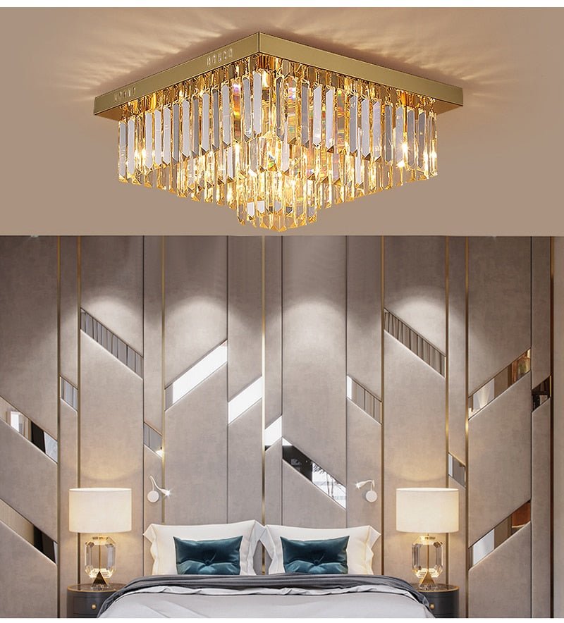 Borghetto Santo Spirito | Chic Gold Square Crystal Chandelier