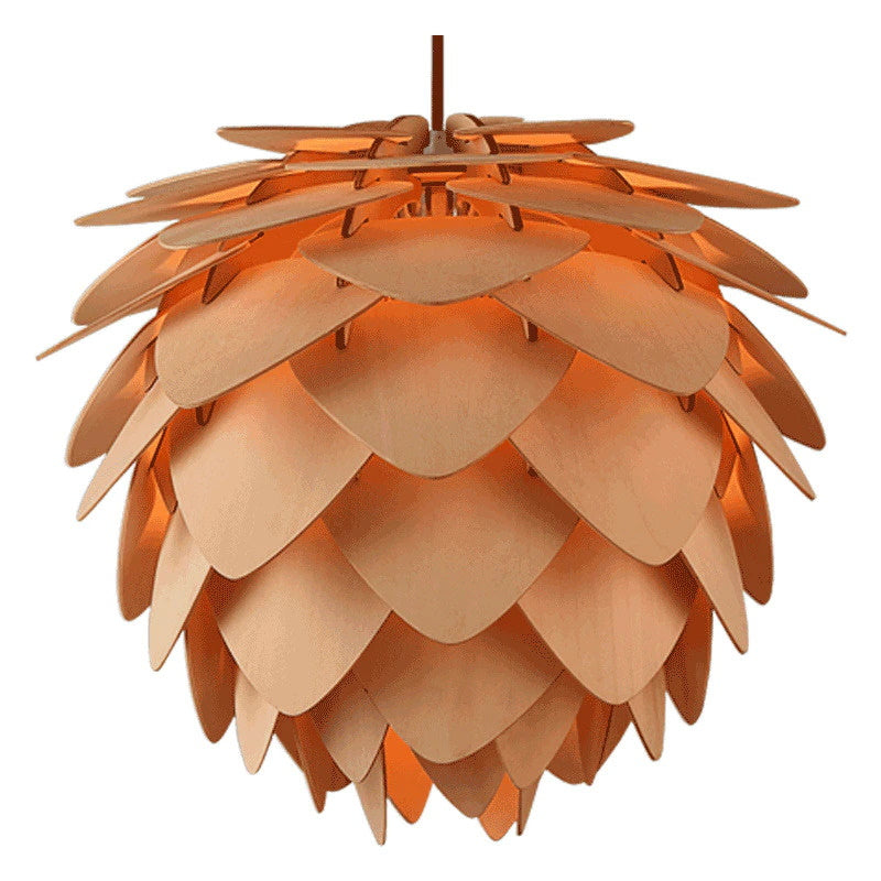 Handcrafted Wood Pinecone Pendant Light