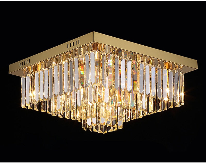 Borghetto Santo Spirito | Chic Gold Square Crystal Chandelier